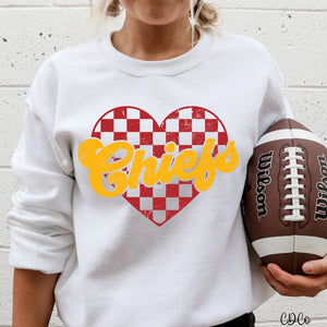 KC Checkered Heart Red Yellow DTF