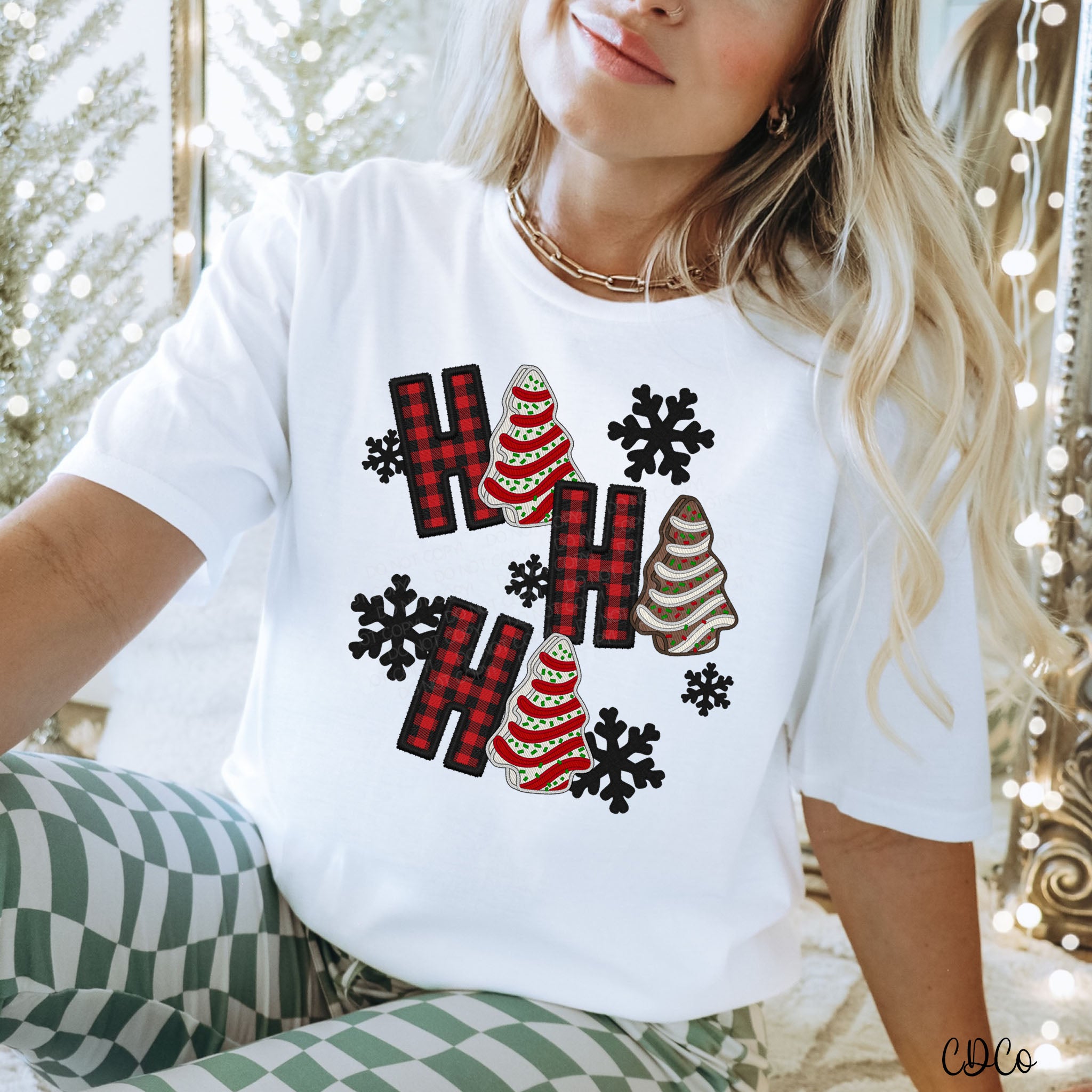 Ho Ho Ho Cakes Faux Embroidery DTF