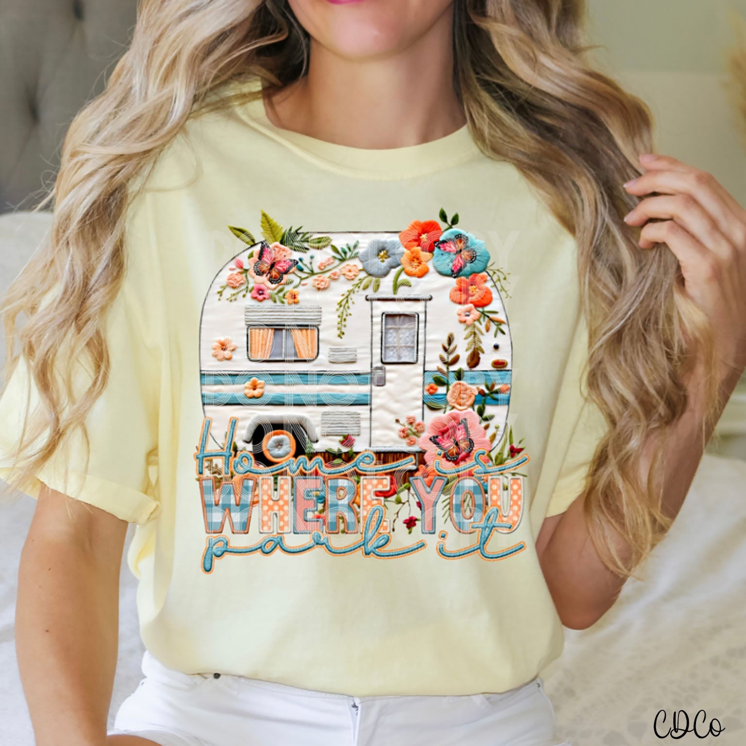 Home Is Where You Park It Camper Faux Embroidery DTF