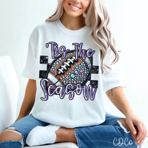 Bright Faux Rhinestone Bling Tis the Season Football DTF