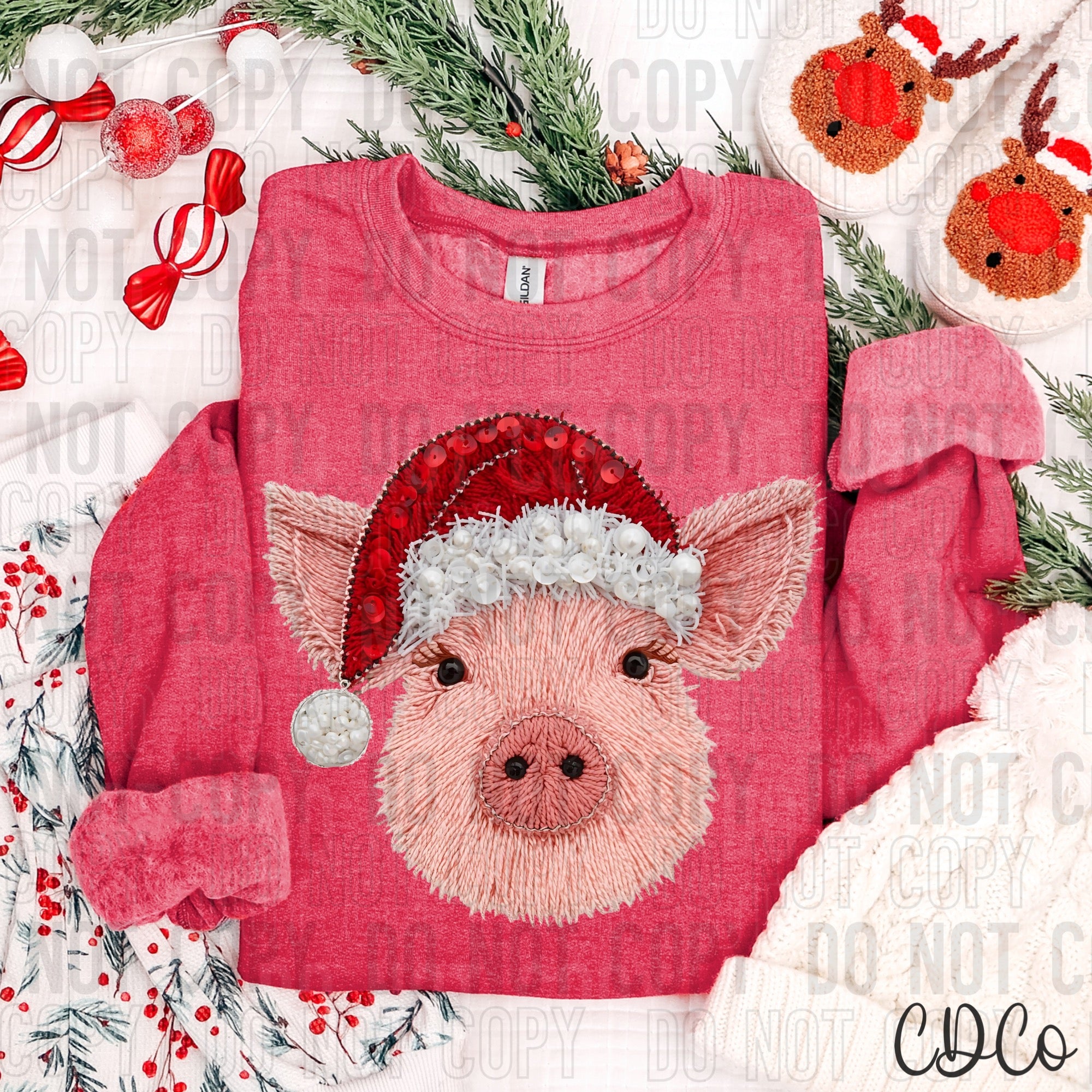 Christmas Pig Faux - 8029 DTF