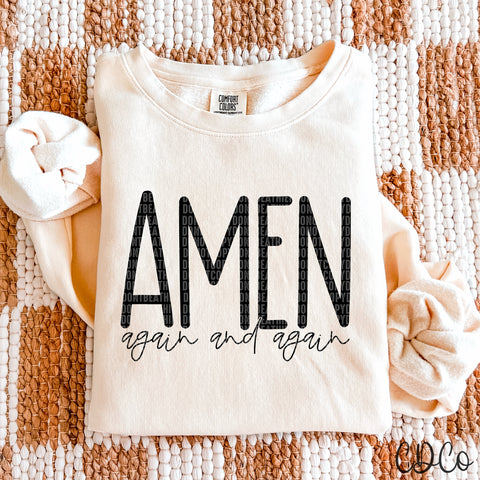 Amen Again and Again / Black - 8103 DTF