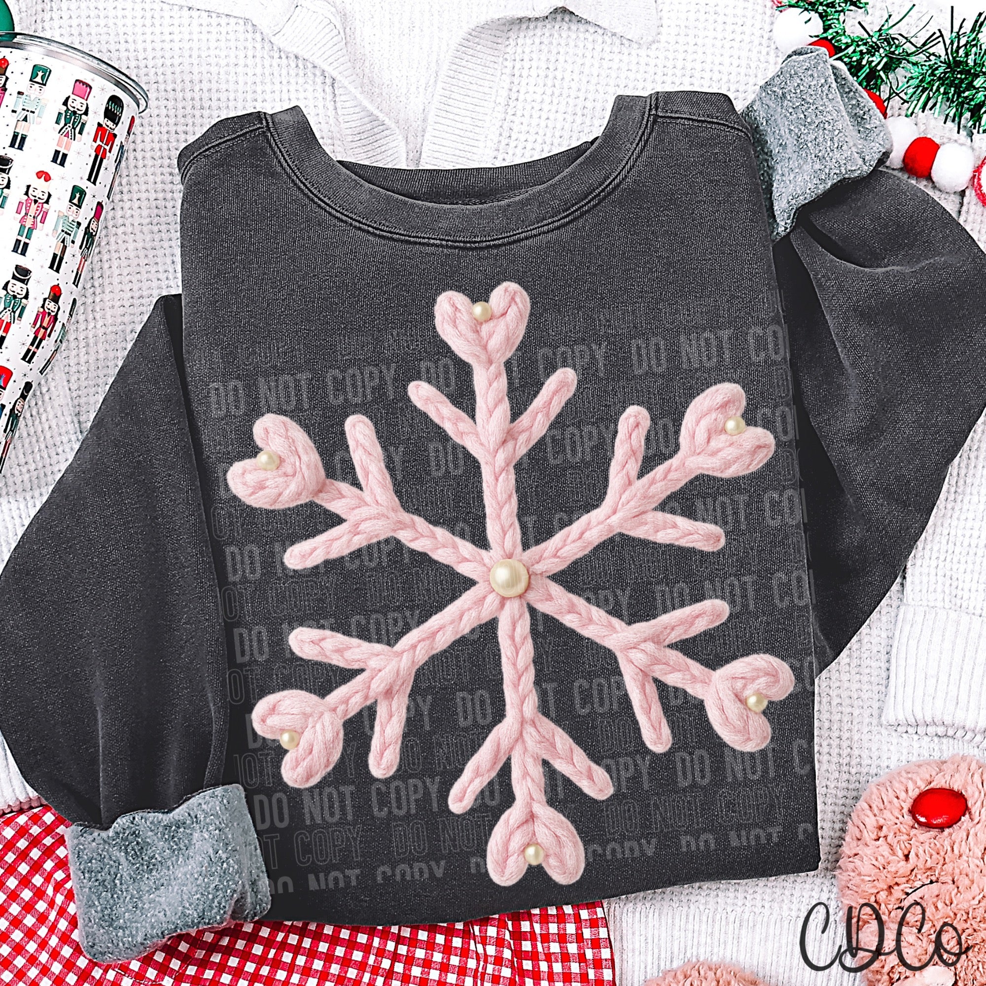 Pink Snowflake Pearl Faux Yarn - 8123 DTF