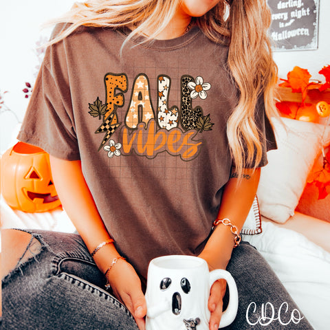 Fall Vibes Leaves Bolts 6432 DTF