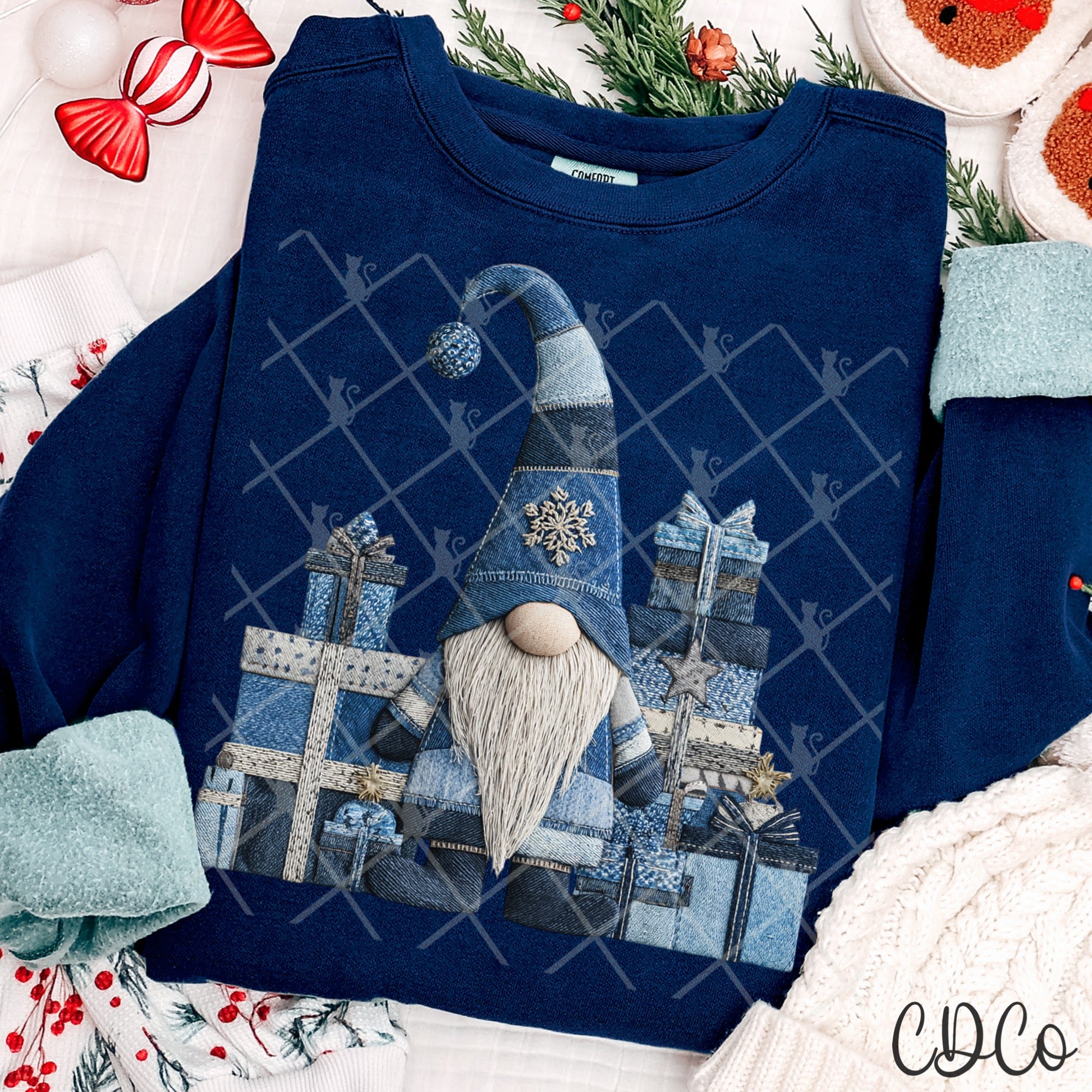 Denim Christmas Gnome - 8245 DTF