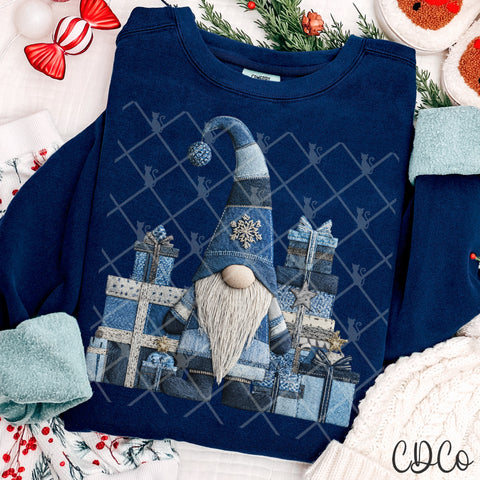 Denim Christmas Gnome - 8245 DTF