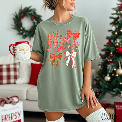 Pink And Red Christmas Bows - 8296 DTF