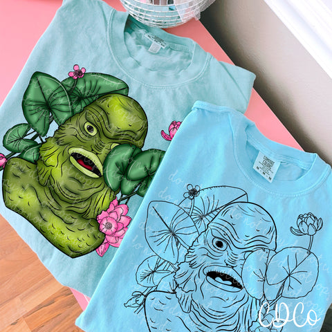 Black Lagoon Creature Floral DTF