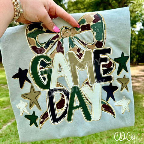Camo Game Day Stars Bow 5949 DTF