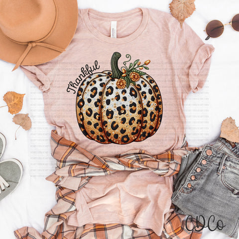 Thankful Leopard Pumpkin Faux Embroidery 6701 DTF