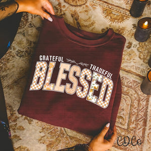 Grateful Thankful Blessed White 6716 DTF