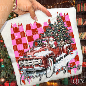 Merry Christmas Santa Truck Brushstroke 5970 DTF