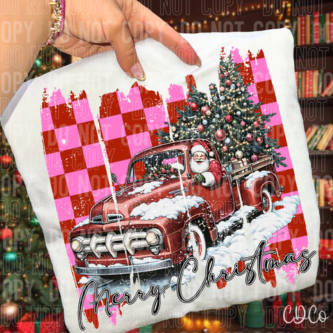 Merry Christmas Santa Truck Brushstroke 5970 DTF
