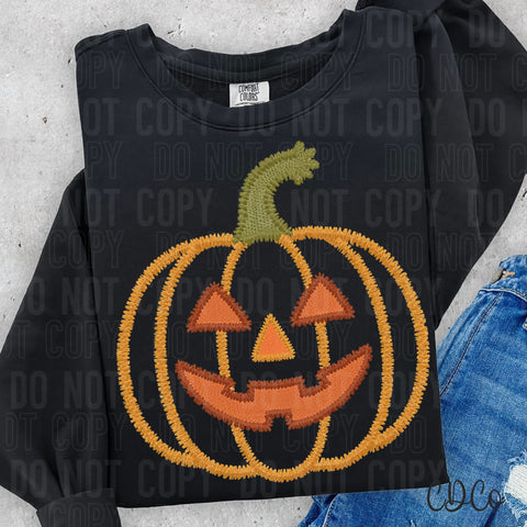Jack O Lantern Faux Embroidery Outline 6680 DTF