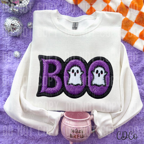 Boo Purple Halloween Faux Embroidery 6688 DTF