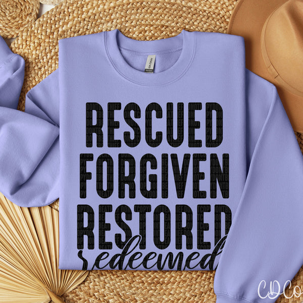 Rescued Forgiven Restored / Black - 8545 DTF