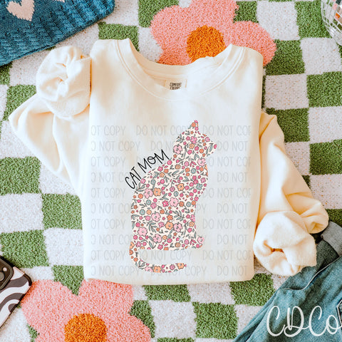 Cat Mom Floral 1 of 1  DTF