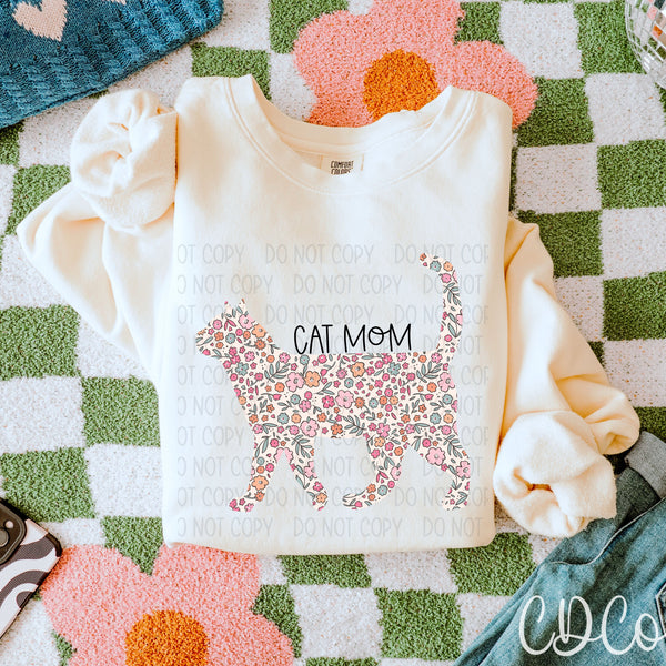 Cat Mom Floral 1 of 1  DTF