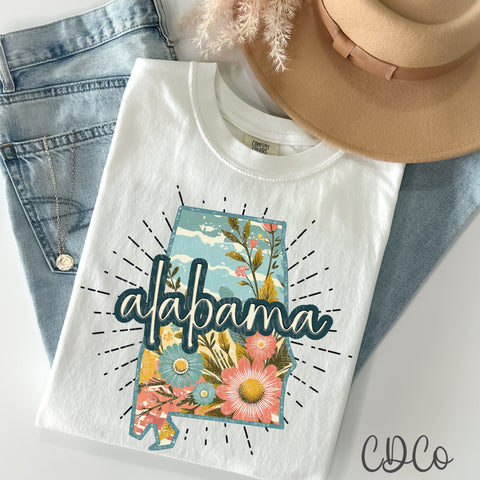 Retro Floral States DTF (AL-KS)