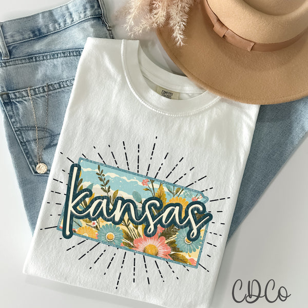 Retro Floral States DTF (AL-KS)