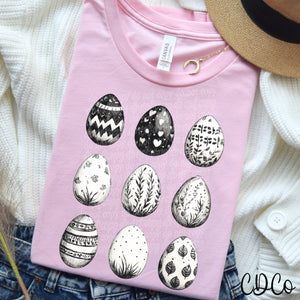 Black and White Easter Eggs 3692 DTF