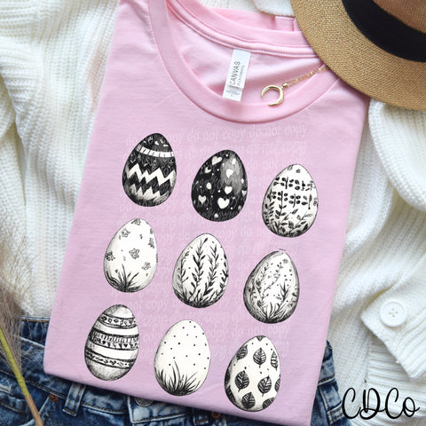 Black and White Easter Eggs 3692 DTF