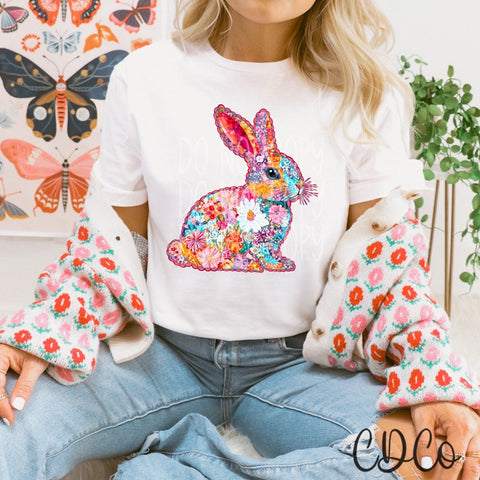Floral Bunny Scallop Outline 2699 DTF