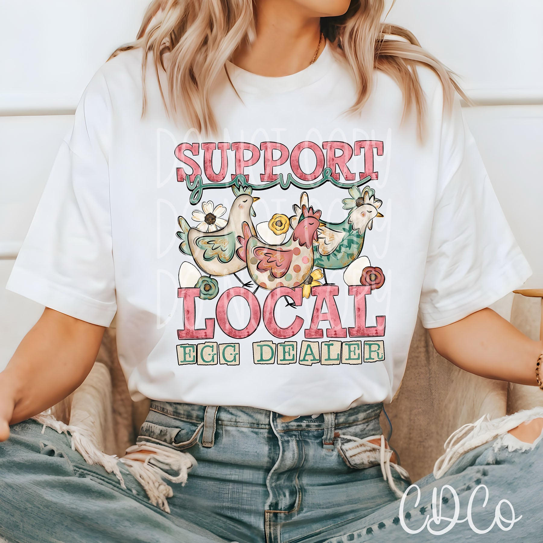 Support Your Local Egg Dealer Floral Gold 2701 DTF