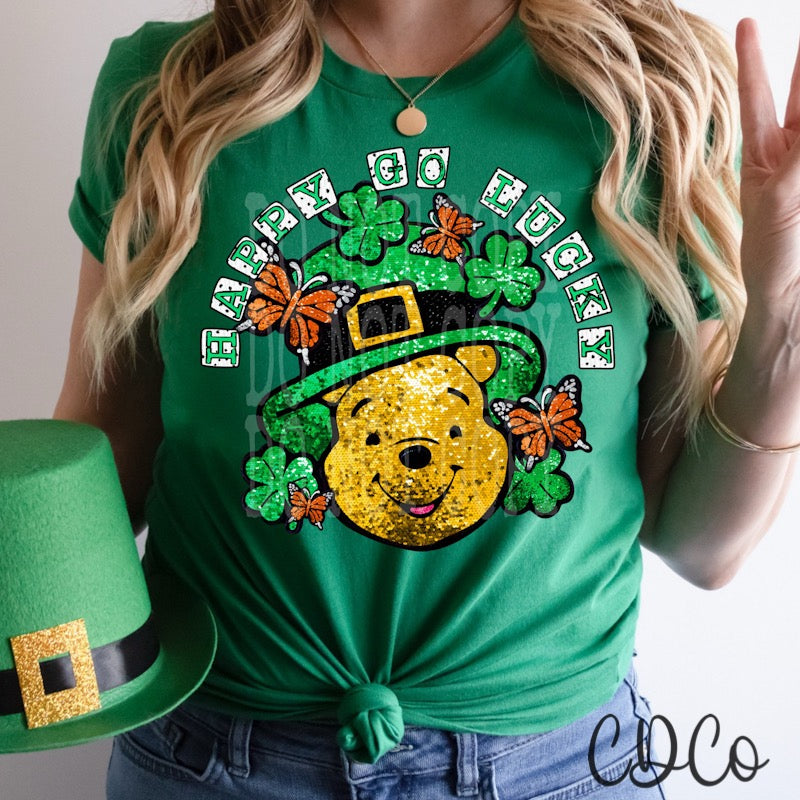 Happy Go Lucky Bear Faux Accents 2702 DTF