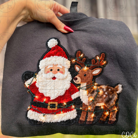 Santa and Reindeer Lights Faux Accents 10047 DTF