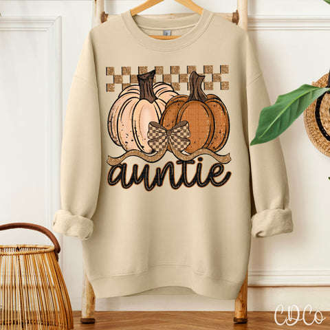 Fall Faux Glitter Checked Auntie 7338 DTF