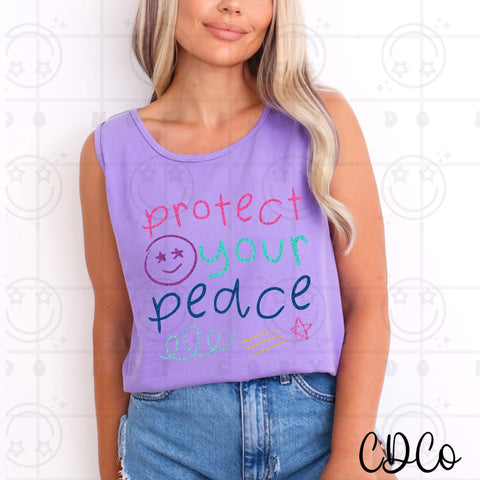 Protect Your Peace Scribble Kid Art 5097 DTF