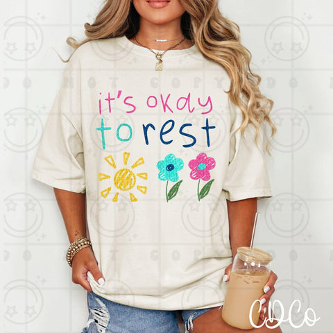 It's Okay To Rest Scribble Kid Art 5092 DTF