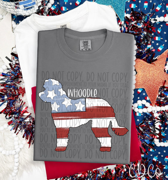 Patriotic Dog White Text 6 of 7 DTF