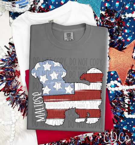 Patriotic Dog White Text 5 of 7 DTF