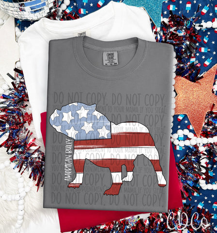 Patriotic Dog White Text 1 of 7 DTF