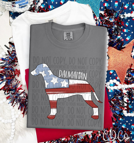 Patriotic Dog White Text 3 of 7 DTF