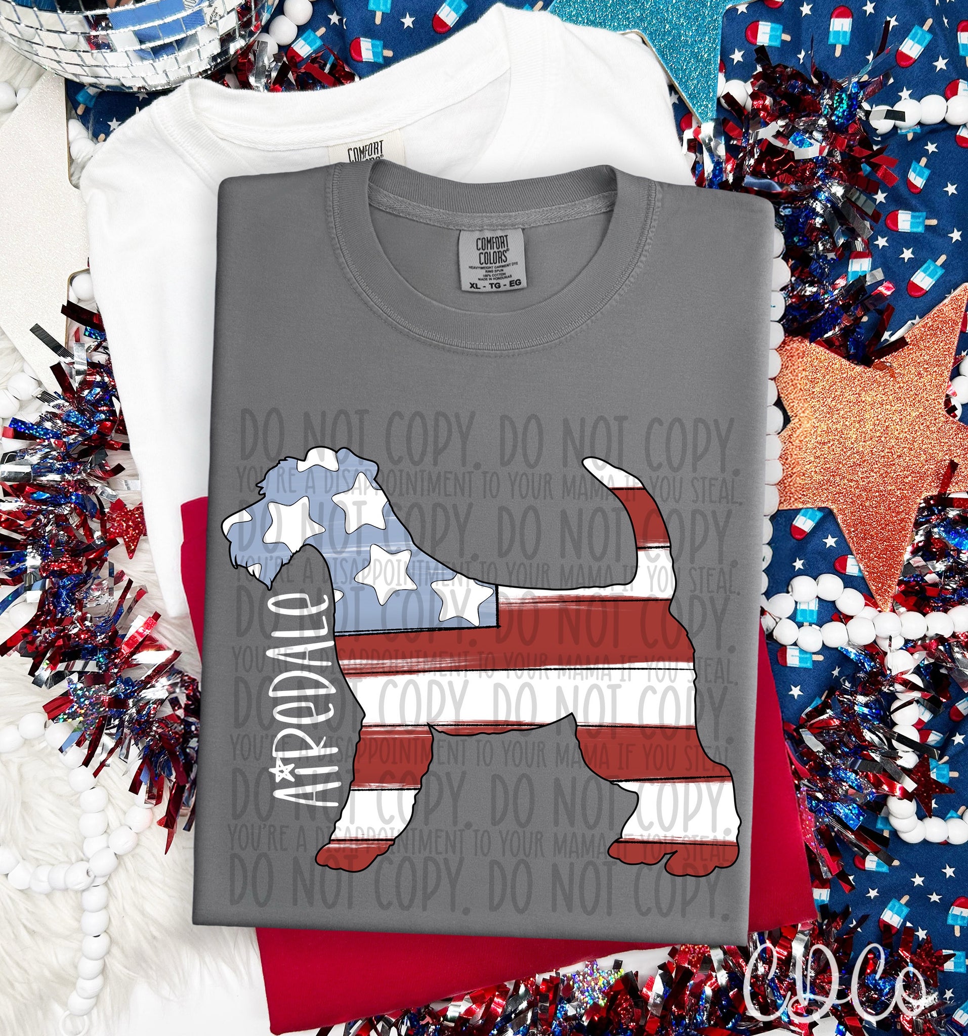 Patriotic Dog White Text 1 of 7 DTF