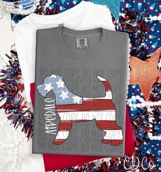 Patriotic Dog White Text 1 of 7 DTF
