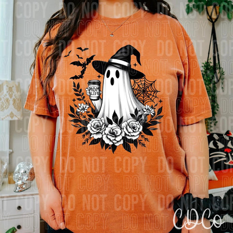 Mom Life Coffee Ghost Floral Web DTF