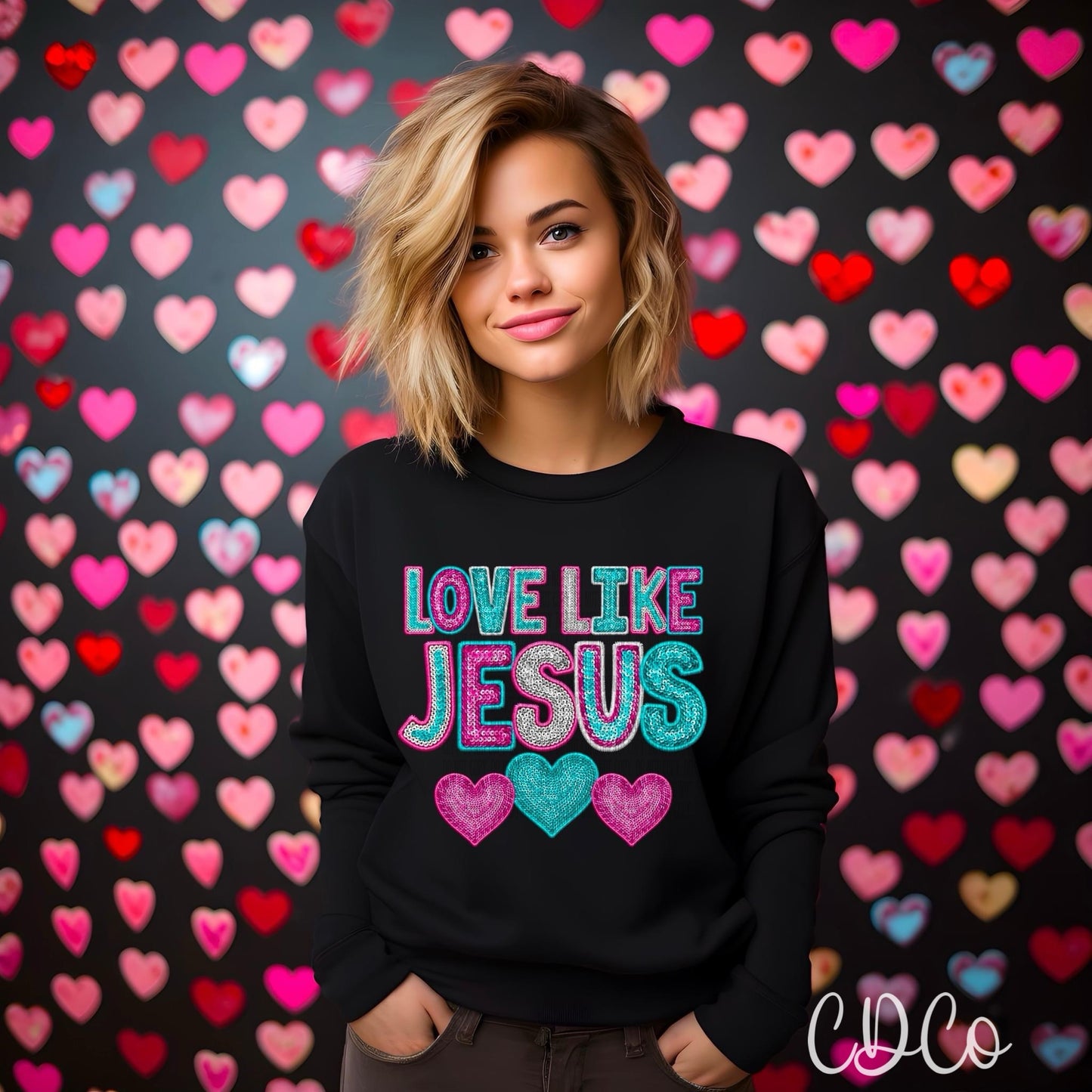 Love Like Jesus Faux Embroidery Sequin DTF