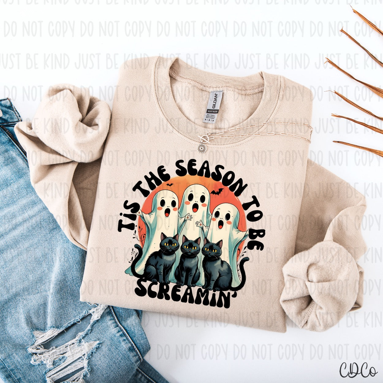 Tis The Season To Be Screamin Ghost Cats 7673 DTF