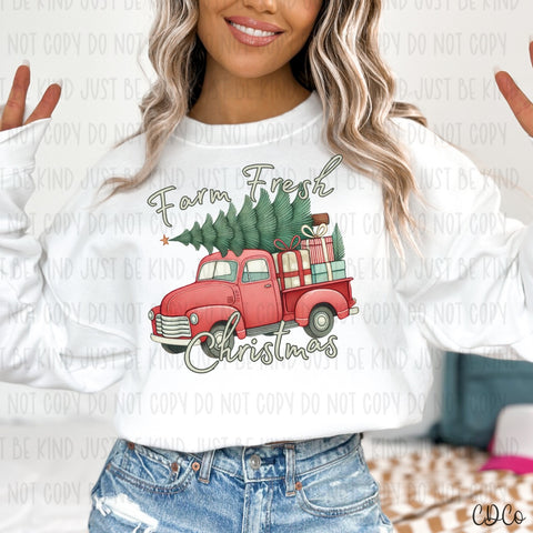 Farm Fresh Christmas Red Truck Tree 7685 DTF