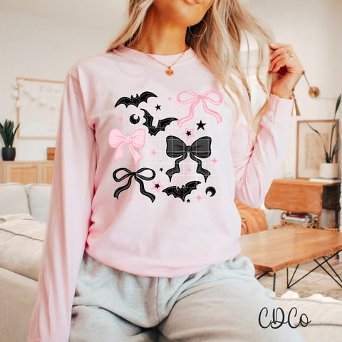 Bats Bows Pink Black 5598 DTF
