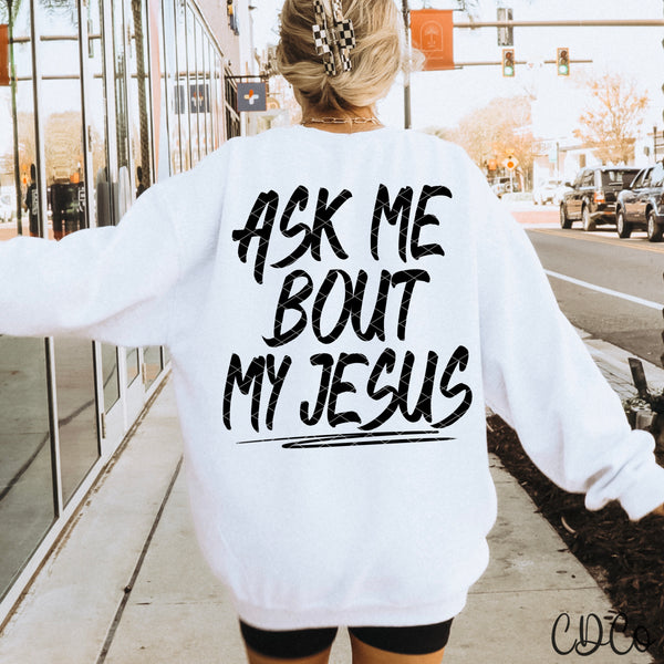 Ask Me About My Jesus / Black w/3.5" Pocket 9163 DTF - Chase Design Co.