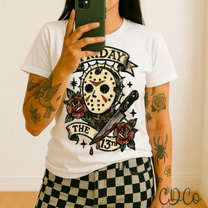 Tattoo JV Friday the 13th Roses Knife 5563 DTF