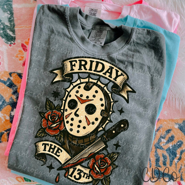 Tattoo JV Friday the 13th Roses Knife 5563 DTF
