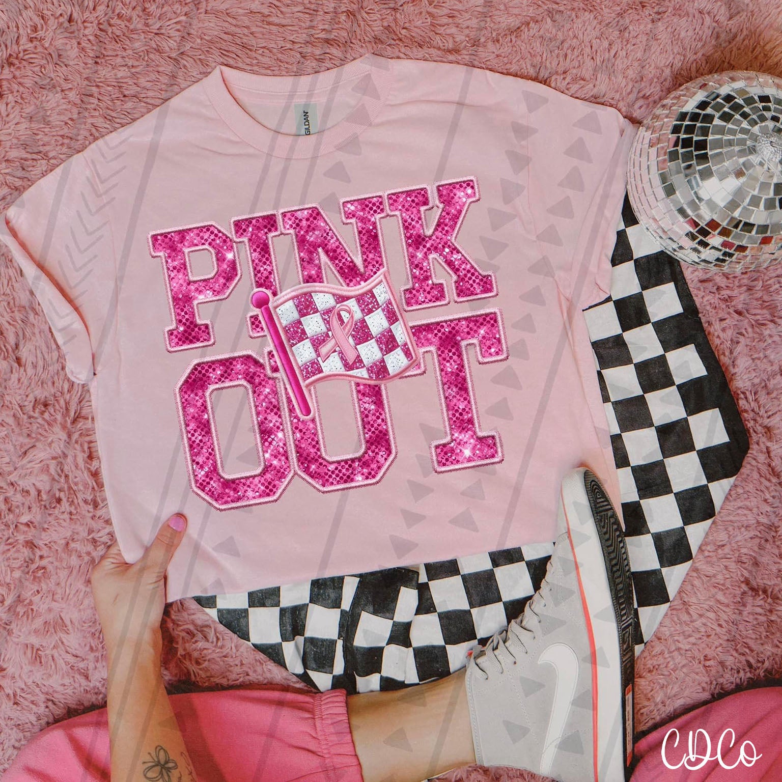 Faux Embroidery Pink Out Racing DTF