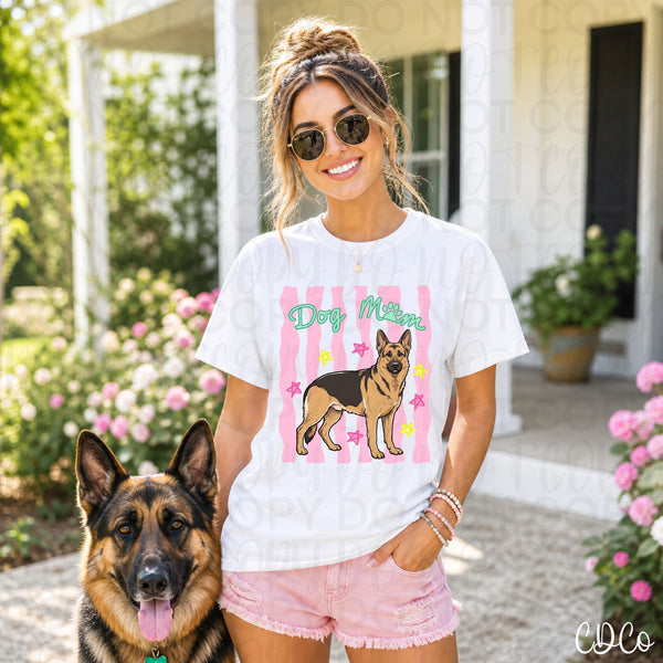 Dog Mom Pink Striped DTF - Chase Design Co.