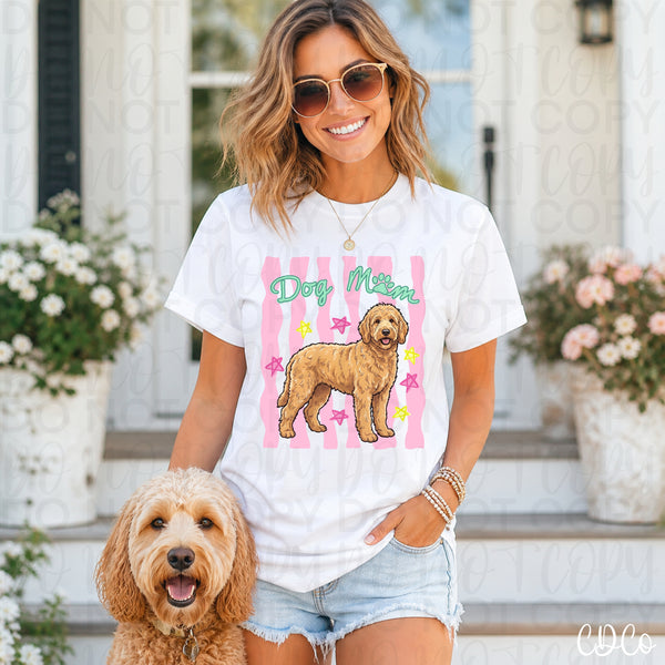 Dog Mom Pink Striped DTF - Chase Design Co.